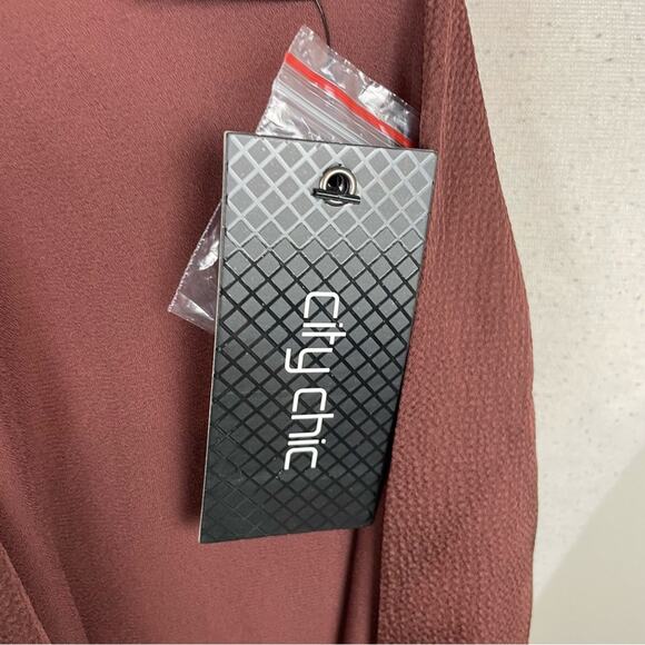 City Chic Brown Long Sleeve Mara Shift NWT Dress Mocha Large - Picture 8 of 10